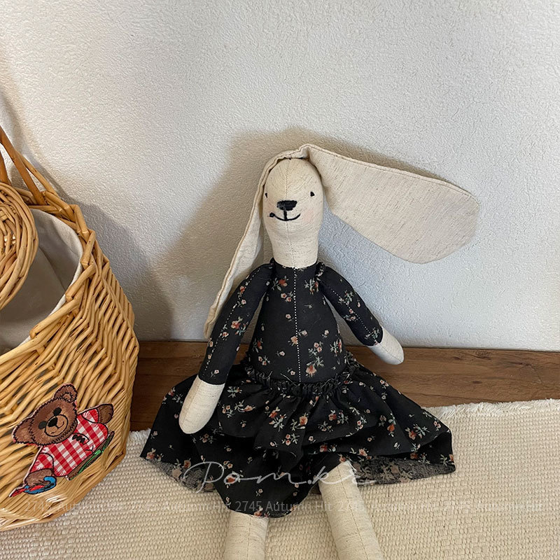 新款韩系碎花裙兔兔手工棉麻儿童安抚玩具ins居家摆件生日礼物女详情8