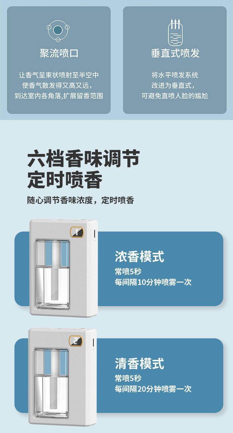 智能喷香香薰机香氛卧室厕所除臭神器充电持久留香挂壁无火香薰机详情10