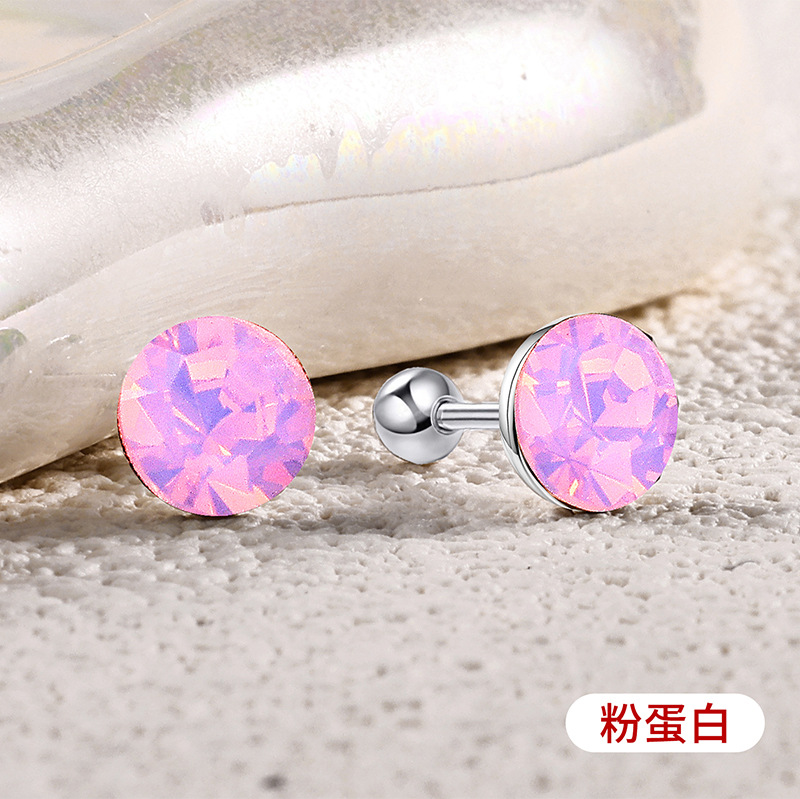 s925通体纯银爆闪施家华子耳钉彩色耳骨钉爆闪螺丝拧扣耳蜗钉耳饰详情4