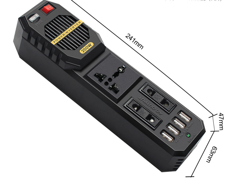 百盈200W迷你车载逆变器12V转220V户外汽配类电源转换器inverter详情4