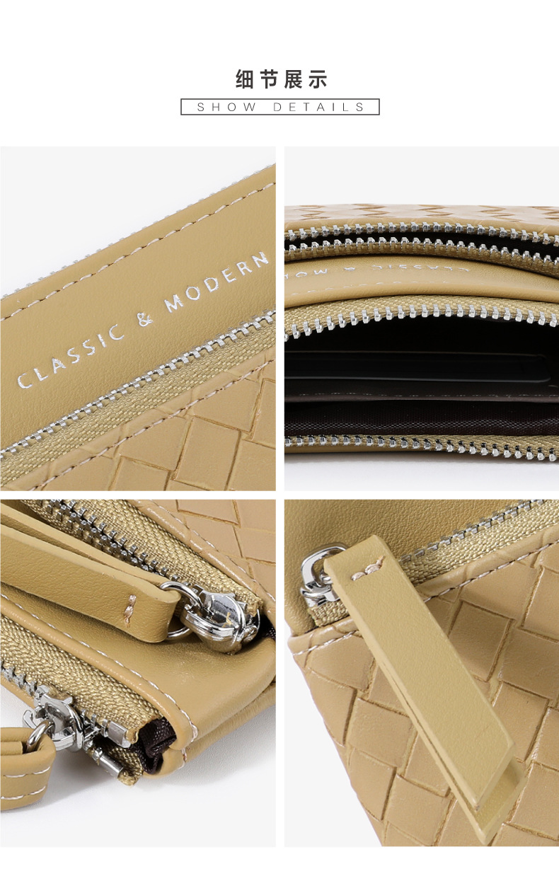 新款大容量编织纹女士手拿包批发零售 跨境热销高级感女钱包包袋详情13