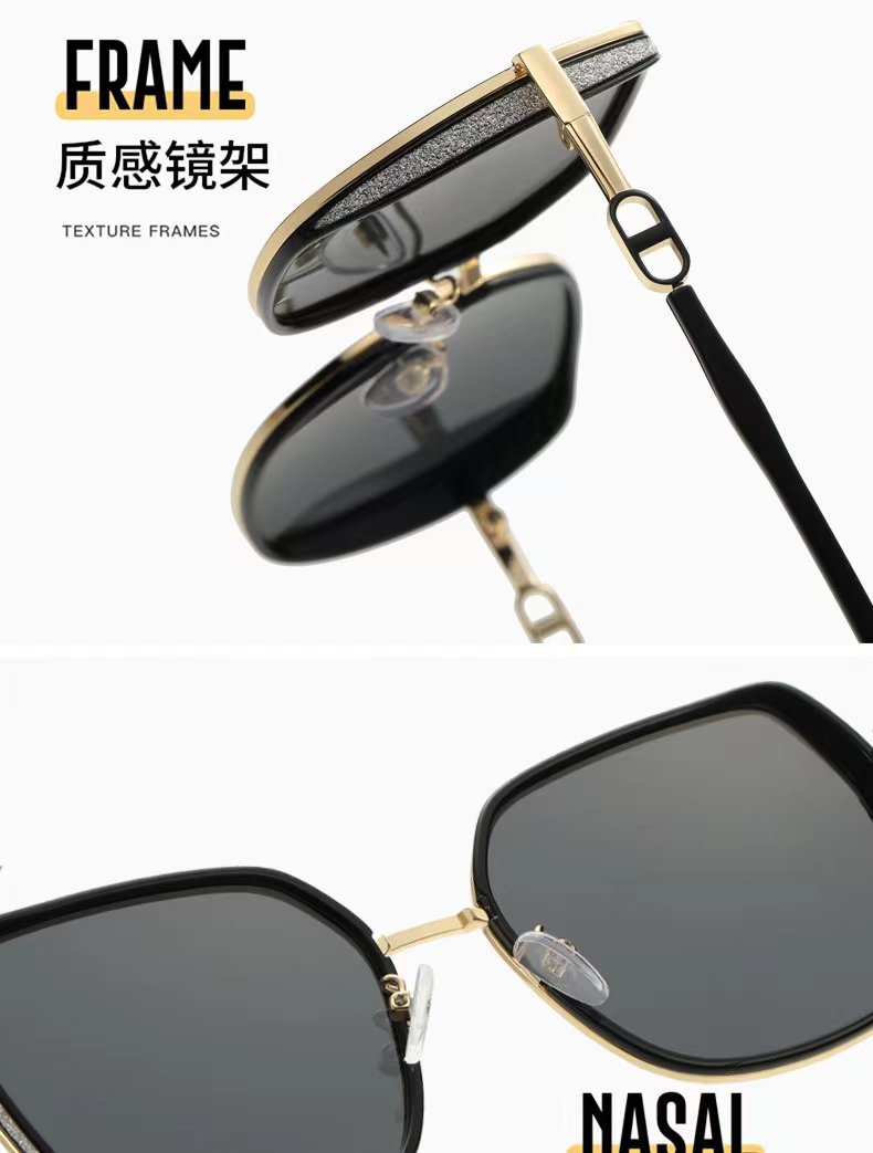 新款网红大框墨镜女潮防光太阳镜防晒防紫外线高级感大脸显瘦时尚详情12