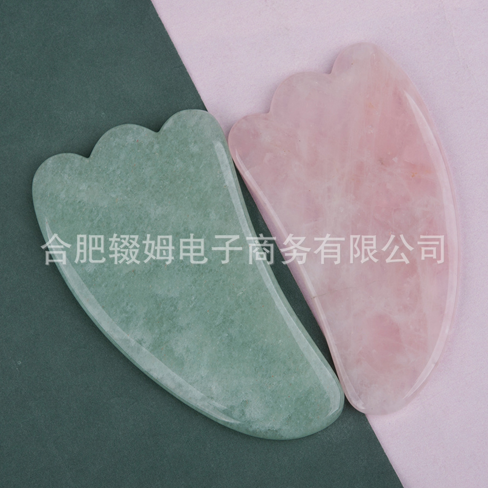厂家天然粉晶东陵玉石羊角刮痧片脸部按摩淋巴排美容化妆拨筋片详情3