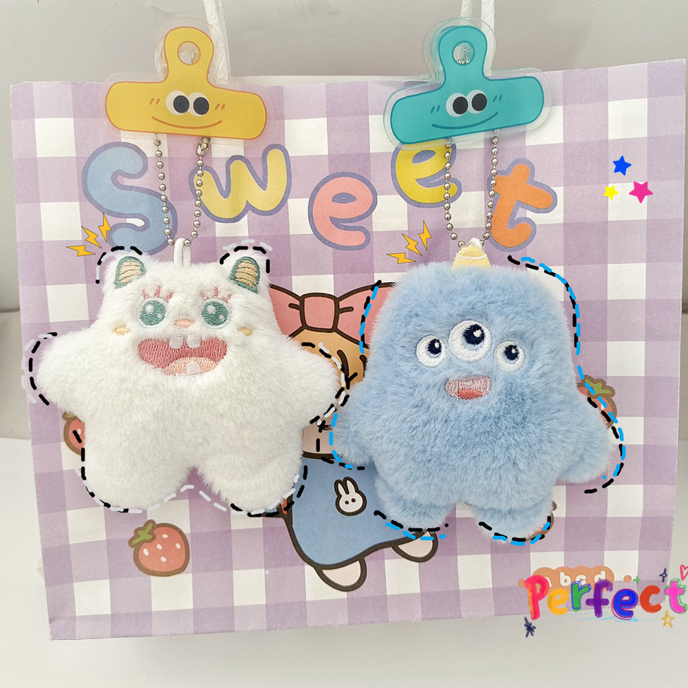 The same style of plush toy on Xiaohongshu, one-eyed little monster, three-eyed cute monster bag, key pendant, adorable doll brooch pic 11