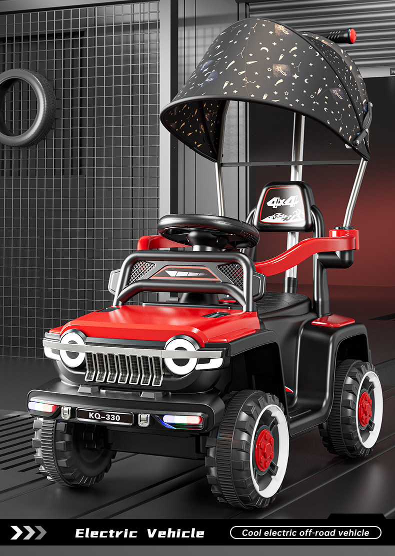 儿童电动四轮沙滩车可推可骑遥控1-3岁摩托车周岁宝宝礼物滑行车详情2