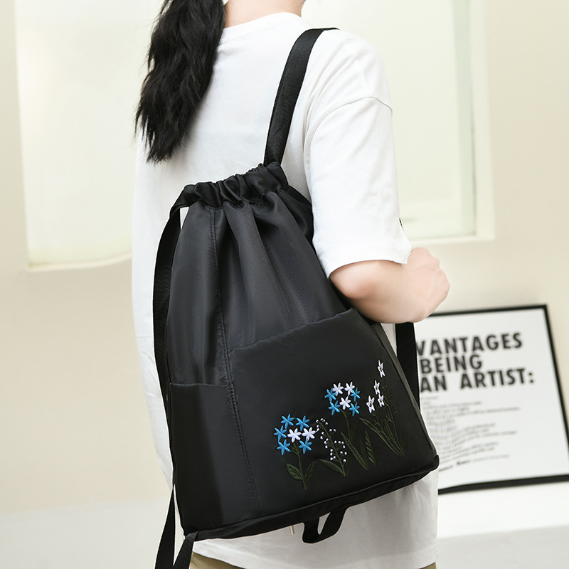 New embroidered Oxford drawstring backpacks with large capacity, fashionable outdoor trend, travel folding backpacks, cross-border wholesale pic 29