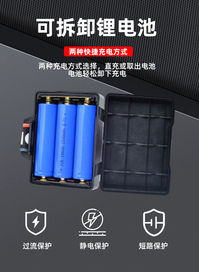 红色小头灯强光手电筒头灯Cob矿灯180g强光头灯详情13