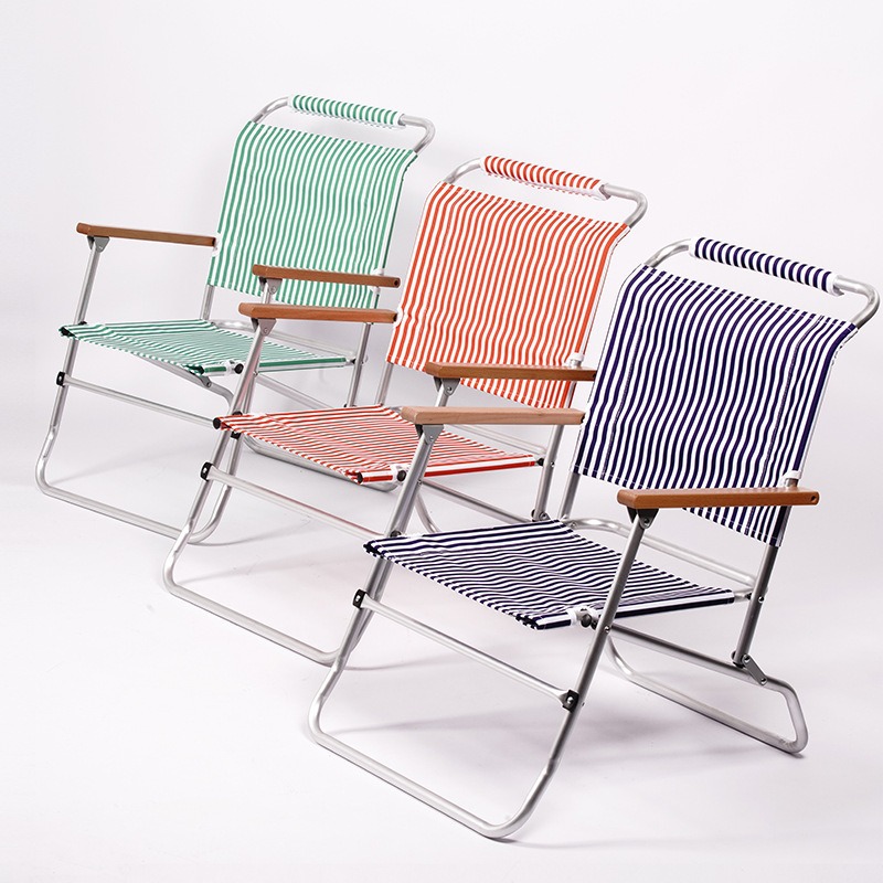 户外露营折便携式折叠椅复古条纹休闲露营单人椅子铝合金英军椅详情9