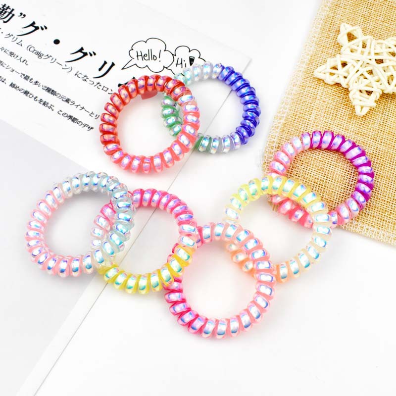 Laser Mermaid Girl telephone line hair tie for women, Korean, simple and basic, versatile hair band, seamless leather cover hair accessory pic 24