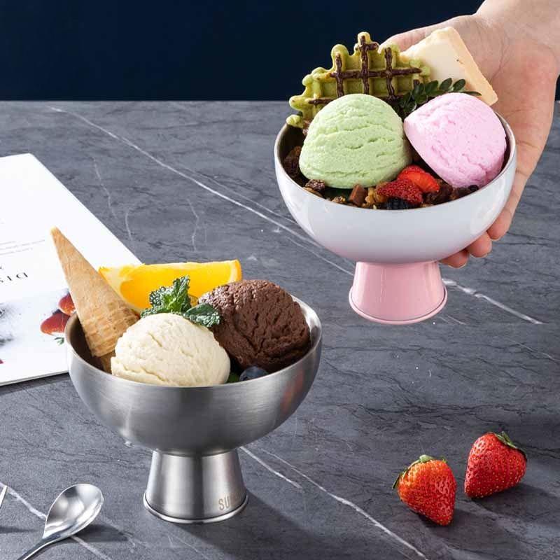 304不锈钢碗冰淇淋杯刨冰杯高脚小吃碗水果杯ins网红雪糕碗甜品杯详情1