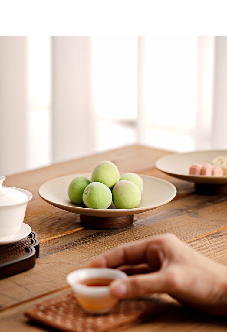 陶土中式茶点盘高脚粗陶瓷托盘糖糕点心水果碗家用酒店餐厅收纳盘详情11