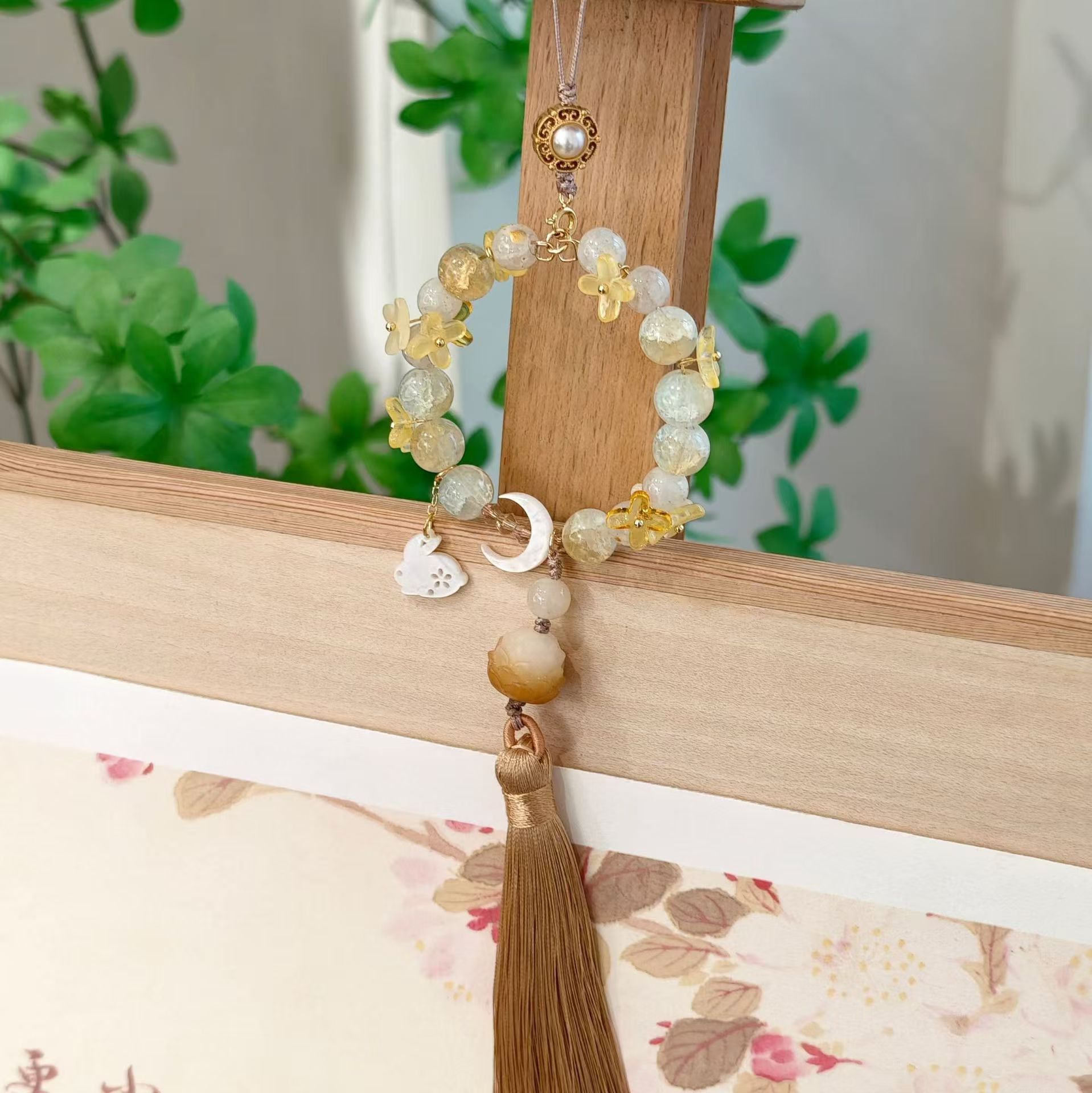 寺庙蟾宫折桂琉璃莲花流苏菩提有钱花好运手持车载包挂手机挂批发详情3