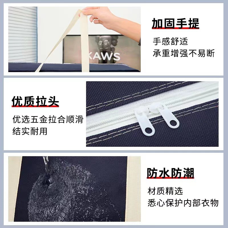 Wholesale of non-woven fabric moving bags, large-capacity waterproof and moisture-proof clothing and quilt packing bags, woven bags, luggage canvas bags pic 4