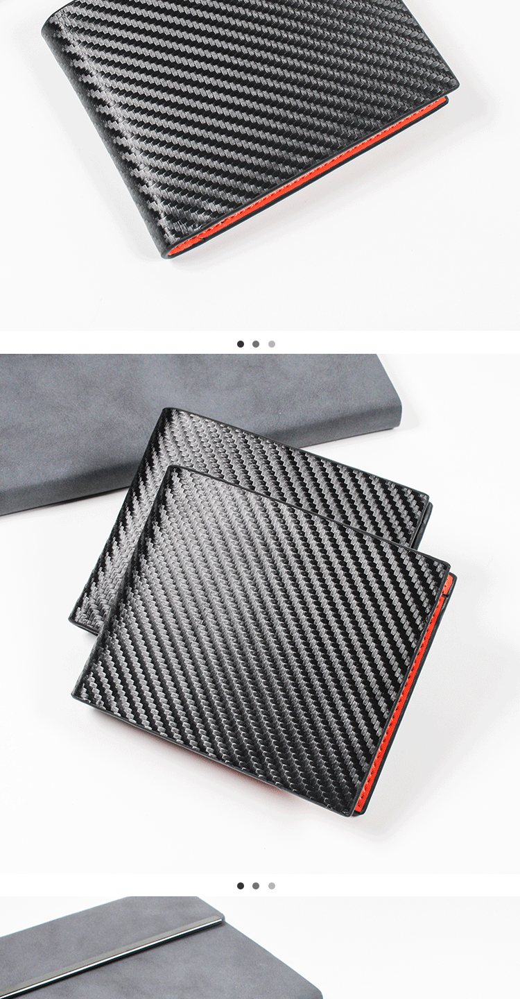 The new popular carbon fiber wallet for men in foreign trade features a large capacity, multiple card slots, small change slots and a short wallet pic 13