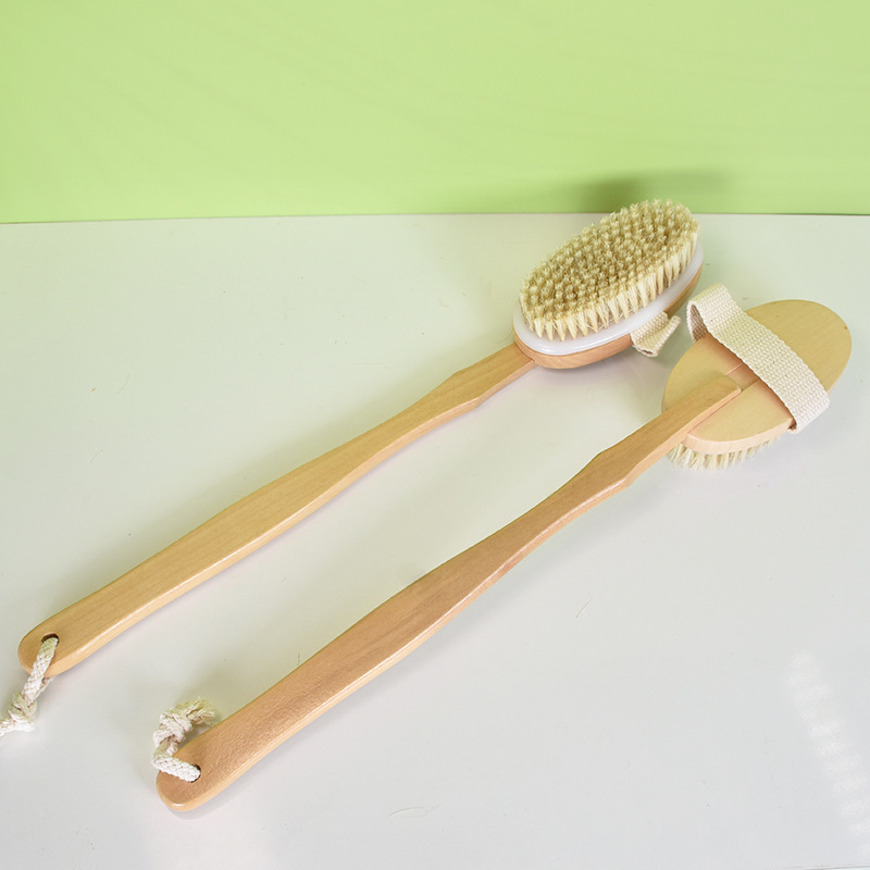 猪鬃毛洗澡刷长柄木制浴刷去角质身体干刷子猪鬃毛刷后背搓澡刷子详情14