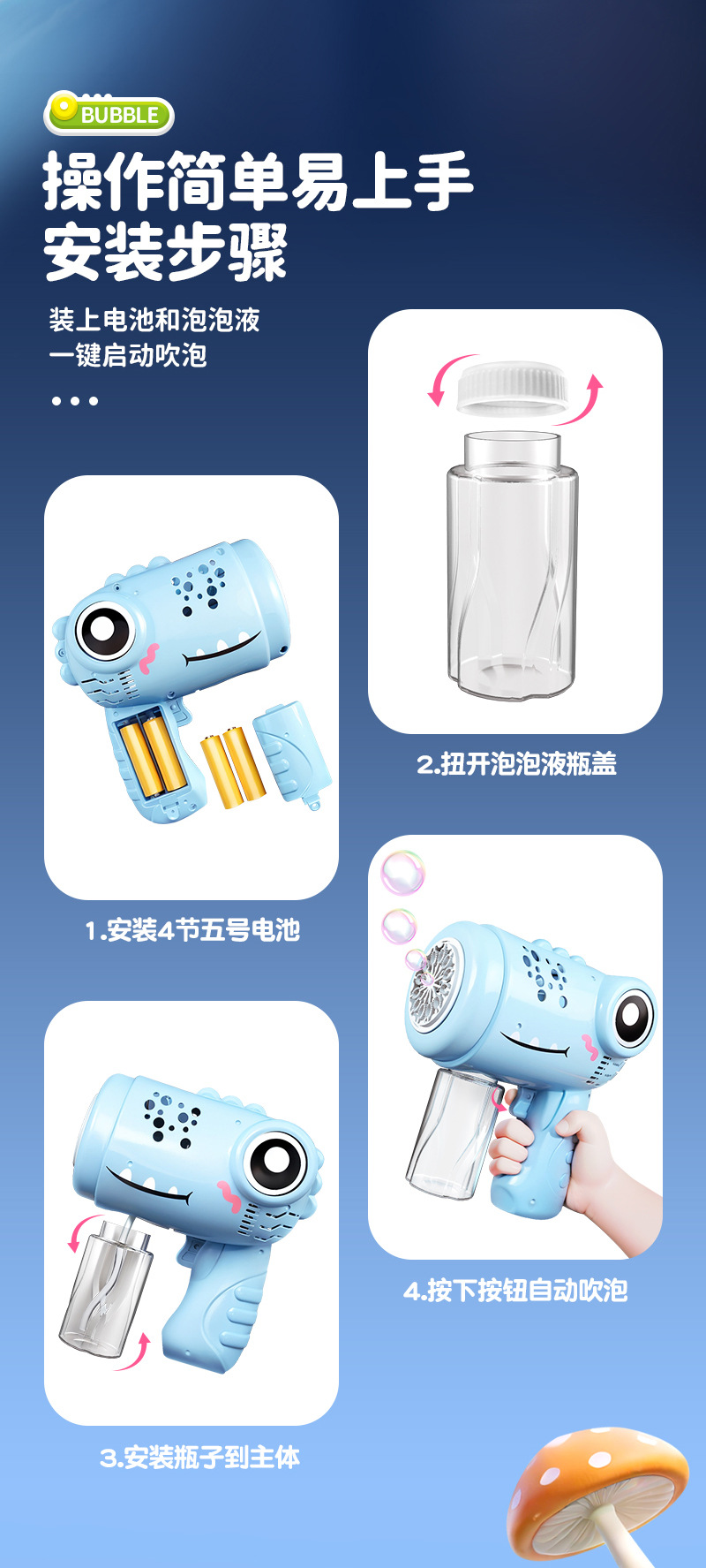 网红宇航员泡泡机全自动儿童玩具爆款电动泡泡枪摆地摊玩具批发详情9