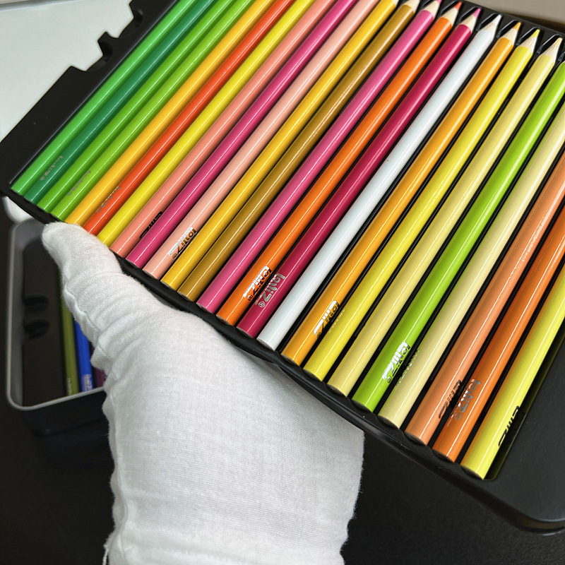 跨境外贸素描油性彩铅绘画美术彩色铅笔50/72色铁盒装画笔彩笔套详情14