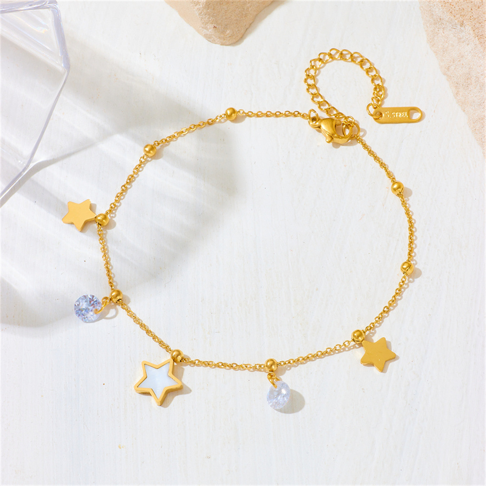 欧美热销不锈钢星星夹钻项链手链套装 时尚热销钛钢不掉色星星首饰套装详情5