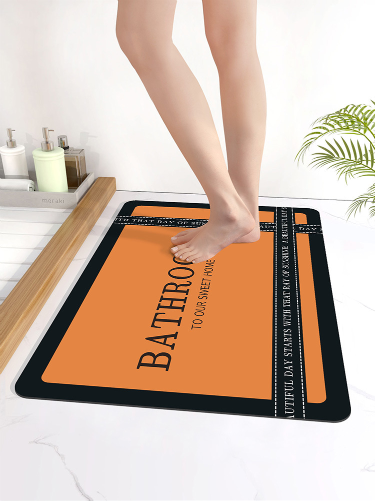 浴室地垫卫生间门口跨境防滑脚垫厕所入户硅藻泥吸水垫速干卡通家详情3