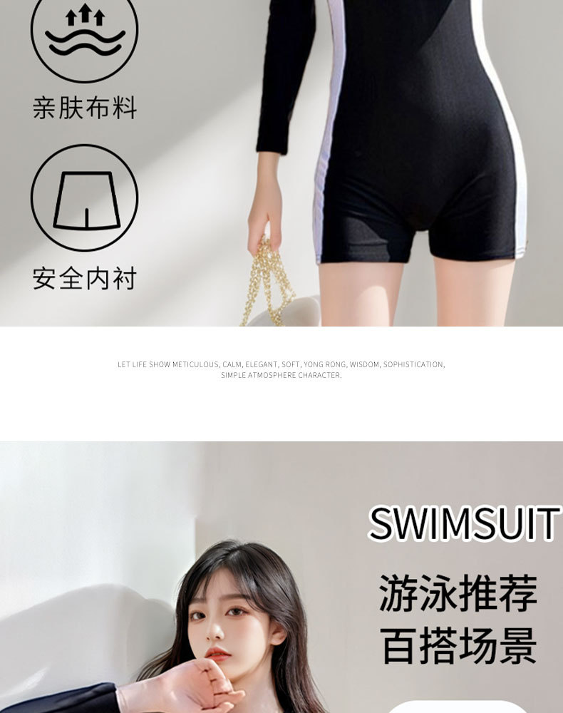 New one-piece swimsuit for women - professional, quick-drying, sun-protective, tummy cover-up and slimming long-sleeved sportswear for women -125006 pic 12