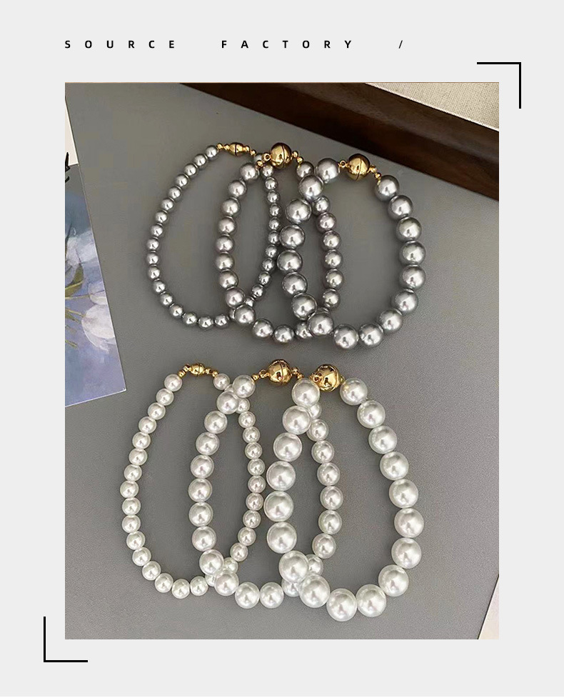 This is a trendy accessory for women, featuring a strong Australian white round magnetic pearl bracelet. It exudes a light luxury, niche and high-end vibe pic 27