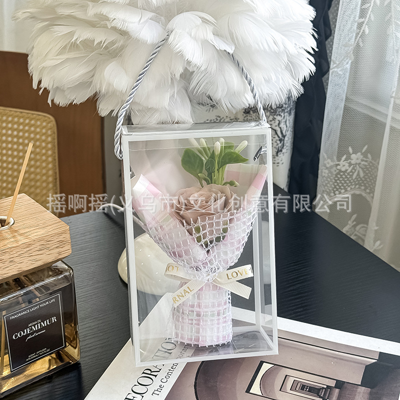 跨境教师节苏醒香皂花透明盒永生花束玫瑰送朋友创意伴手礼花束详情10