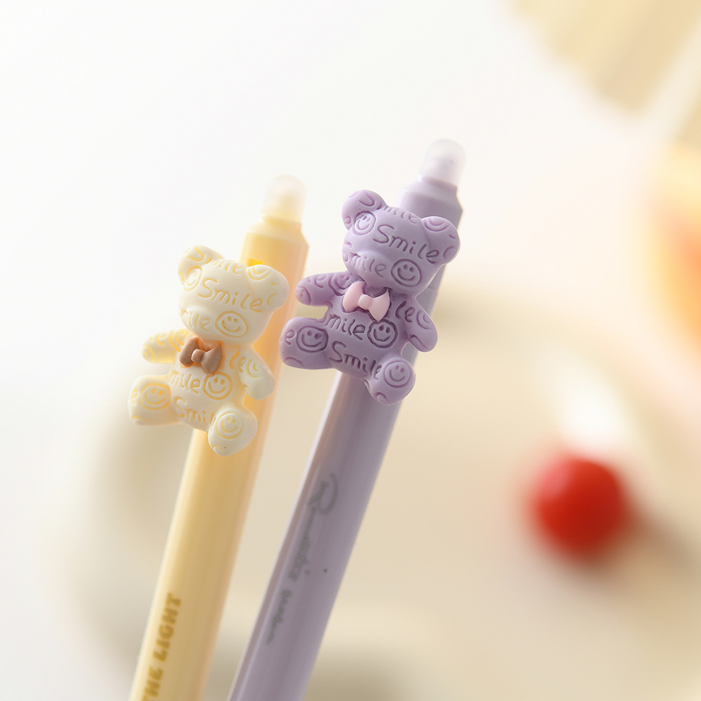 Chenxi Egg Treasure Party Bear Press Erasable Pen 1+2 Set Blue Pen core ST Pen Tip 0.5mm smooth writing pic 11