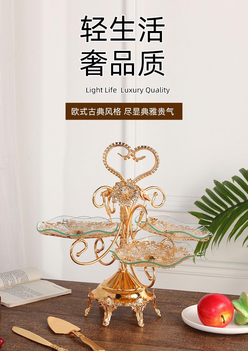 欧式玻璃水果盘创意客厅糖果盆双层三层四层茶几家用酒店KTV摆件详情2