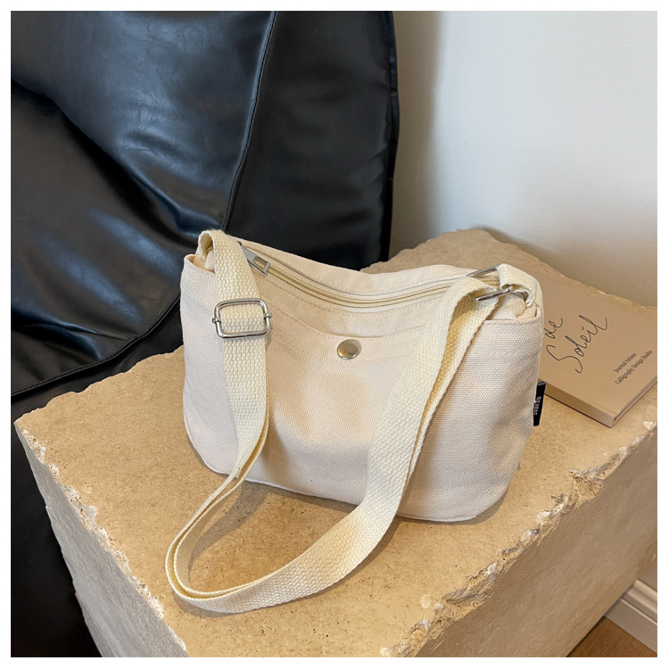 跨境日系帆布小挎包手机包2024新款简约纯色休闲单肩斜挎包小布包详情23