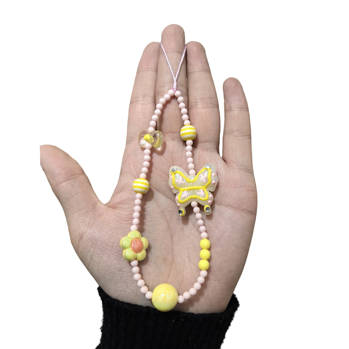 Gradient color-blocking cartoon beaded mobile phone chain, cute 3D doll hand-painted pendant, girlish Ins-style ccd pendant pic 18
