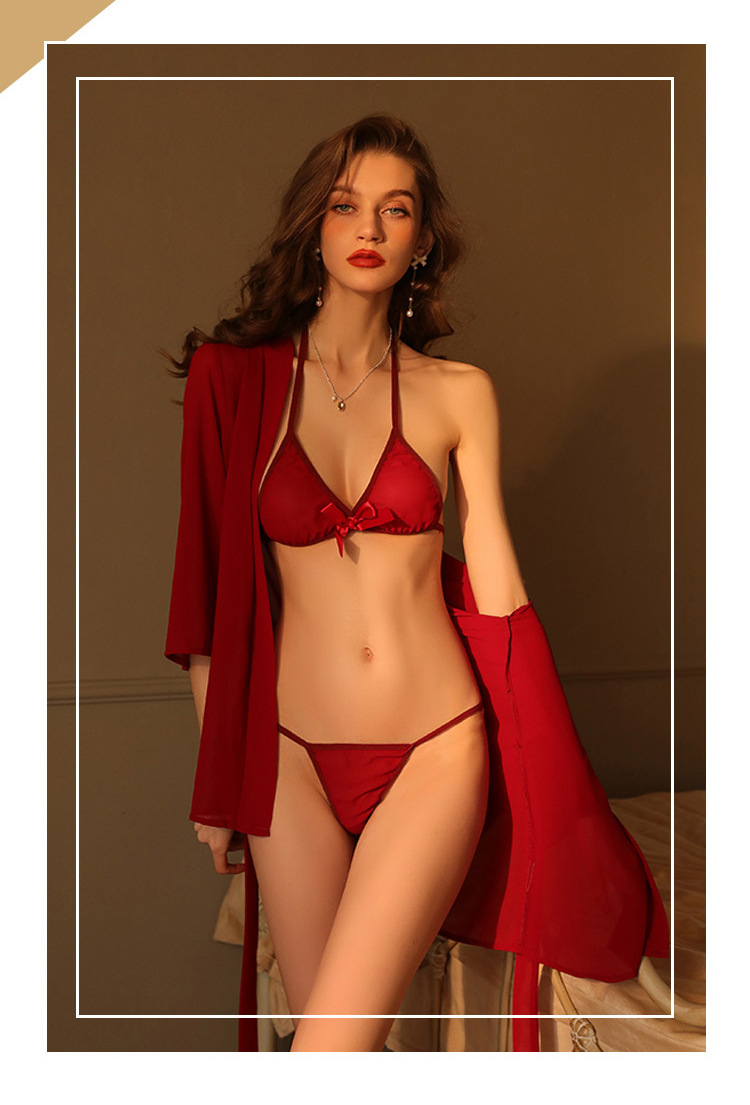 Sexy three-point underwear and outerwear two-piece set, light and transparent couple atmosphere home wear, fun pajamas 9005 pic 13