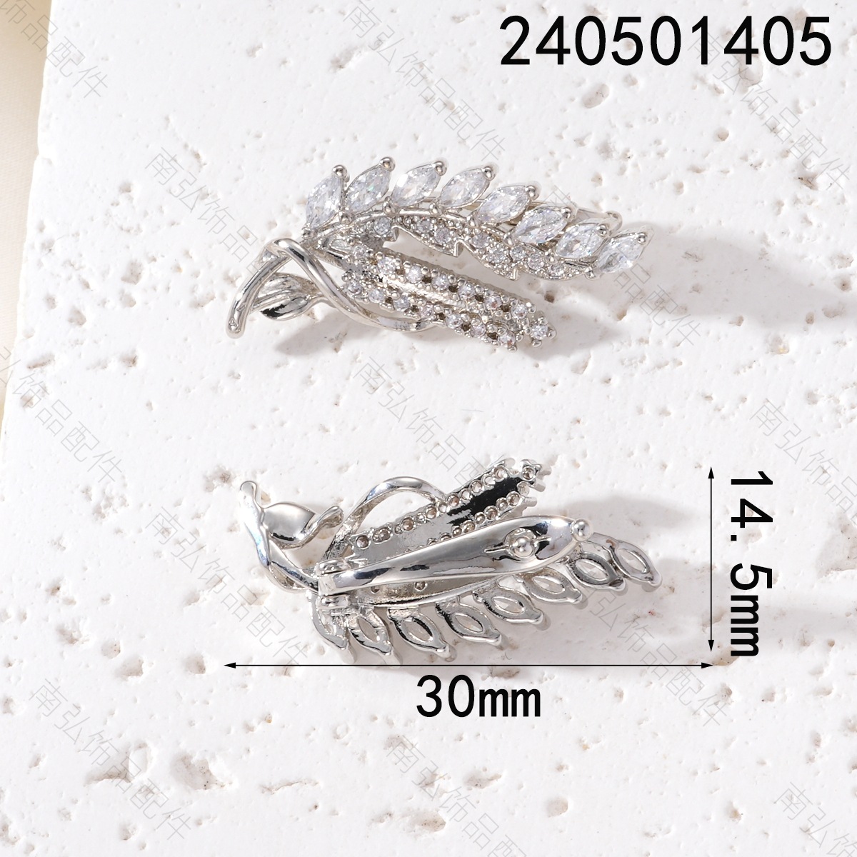 Copper-plated real gold color retention, zirconium-inlaid feather and leaf necklace, universal buckle, pendant, DIY high-end pendant accessory pic 5