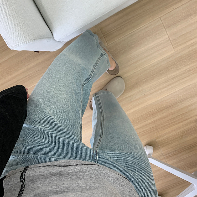 Slimming pants! Early spring light blue four-sided stretch straight-leg jeans for women 2025, high-waisted and petite 9-inch pants pic 14