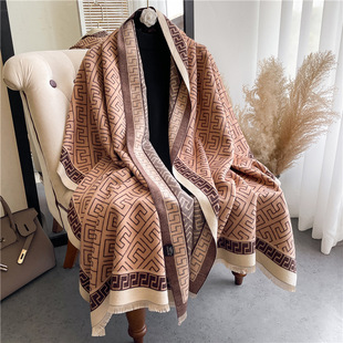 刘亦菲同款复古民族风青鸟围巾女高级感加厚保暖围脖冬季羊绒披肩详情16