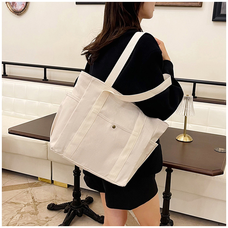 大容量托特帆布包上班外出高颜值通勤百搭文艺学生装书单肩布袋包详情14