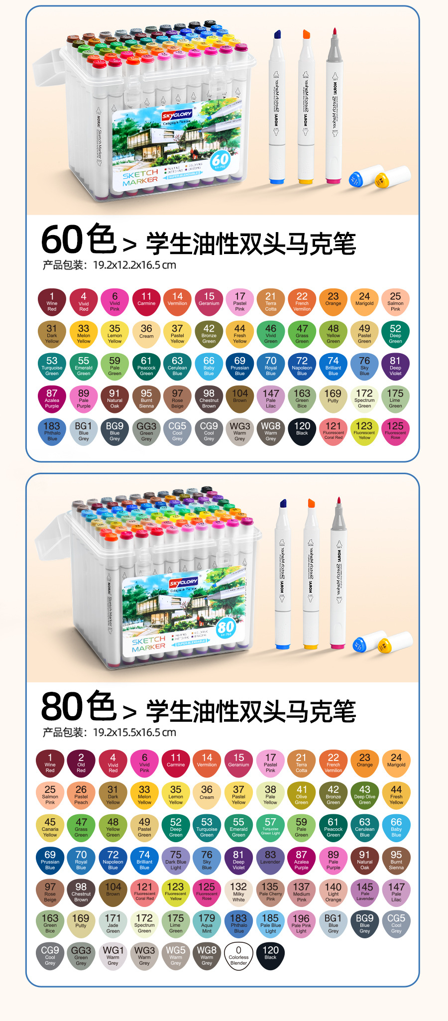 Tianhui Cross-border Double-headed oil-based marker pen, four-corner rod, large-capacity square head watercolor pen, student painting and design brush pic 21