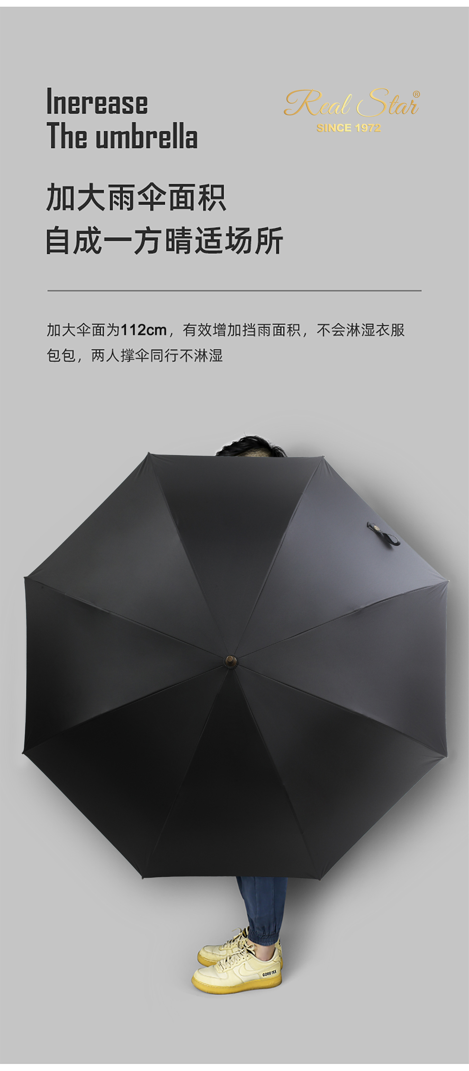 星宝新款商务伞男士25吋防晒木质弯手柄长直杆伞可现货印刷logo详情9