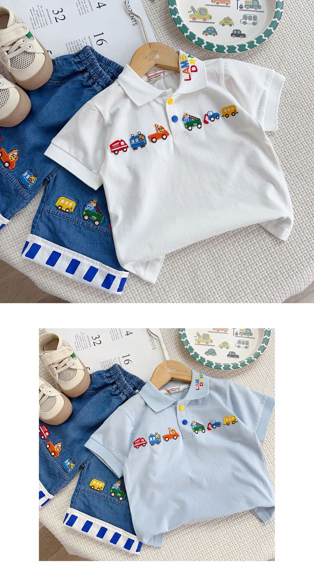 儿童t恤25秋款男童polo衫男童长袖t恤小汽车刺绣长袖打底外贸童装详情19