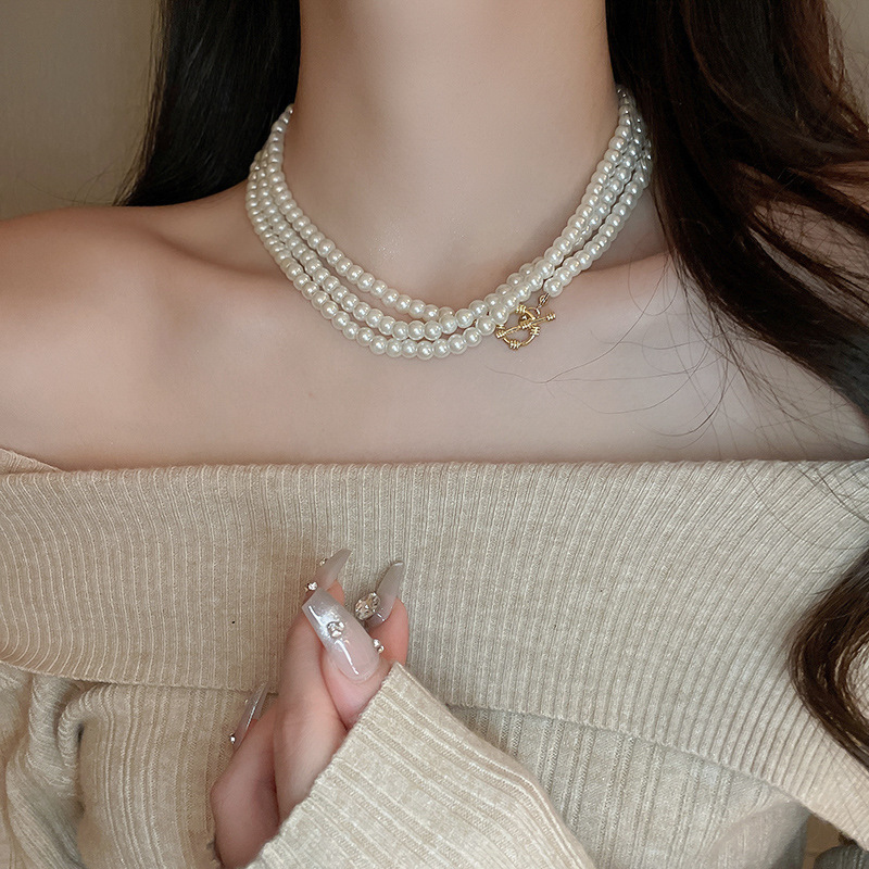 Irregular long pearl necklace, French light luxury style, sweater chain, niche simple and high-end necklace wholesale for women pic 67