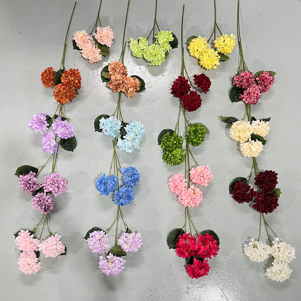 仿真3头糖果绣球假花婚庆用花束手工花艺婚礼堂造景diy花墙地排花详情1