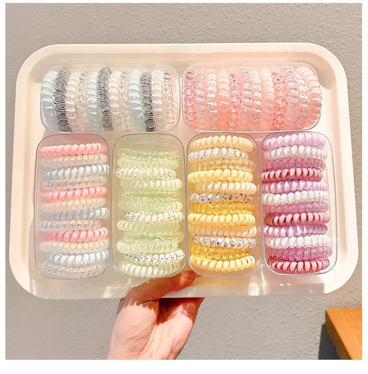 2025新款韩系无痕电话线发圈高级感头绳网红扎发皮筋头饰头圈时尚发饰详情3