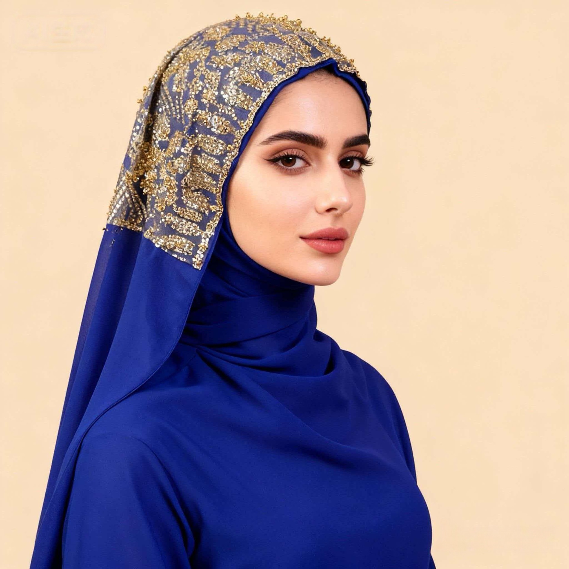 A107 New Ethnic-style headscarf, pearl chiffon, beaded long scarf, cross-border manufacturer, headscarf for export with rolled edges pic 9