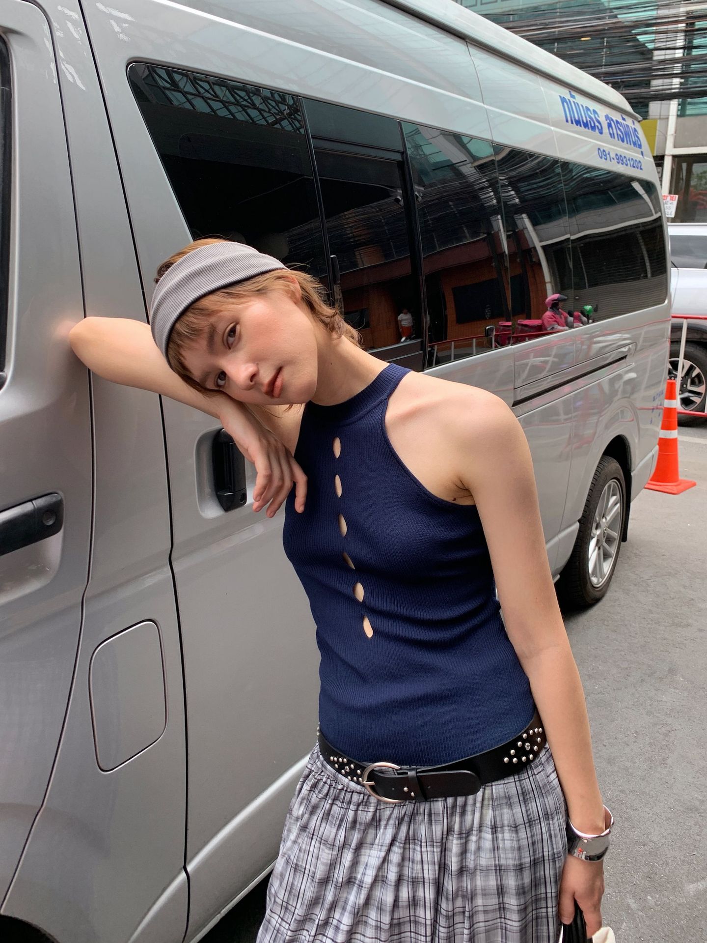 UNITY MODE Sweet and cool Tencel cut-out stand-up collar vest for summer girls, slimming and form-fitting sweater pic 13