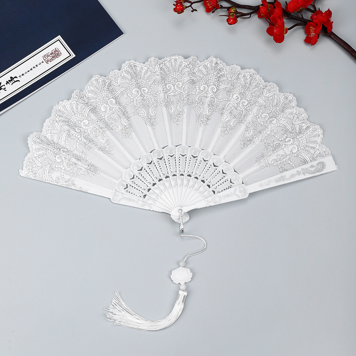中式祥云纹古风折扇塑料舞蹈中国风折叠扇子厂家直销详情24