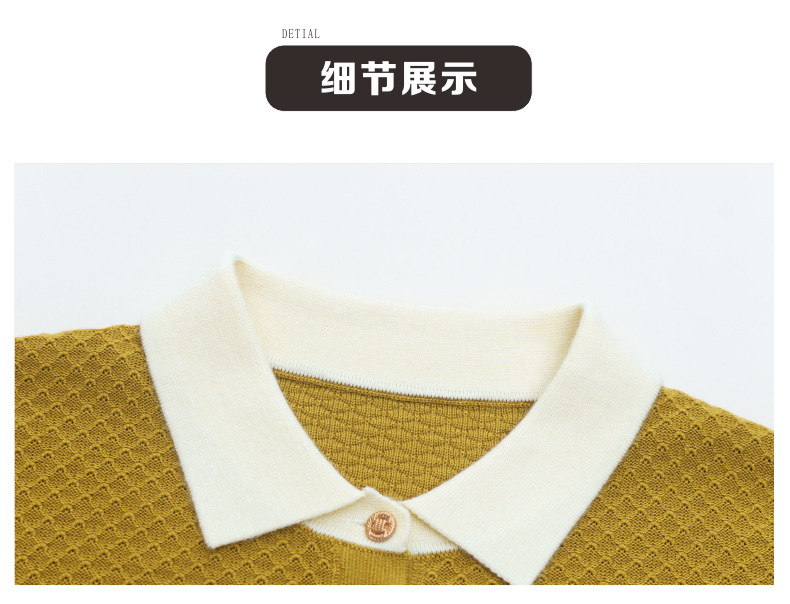 2024新款翻领含羊毛女士针织衫套头衫春秋韩版时尚气质上衣打底衫详情14