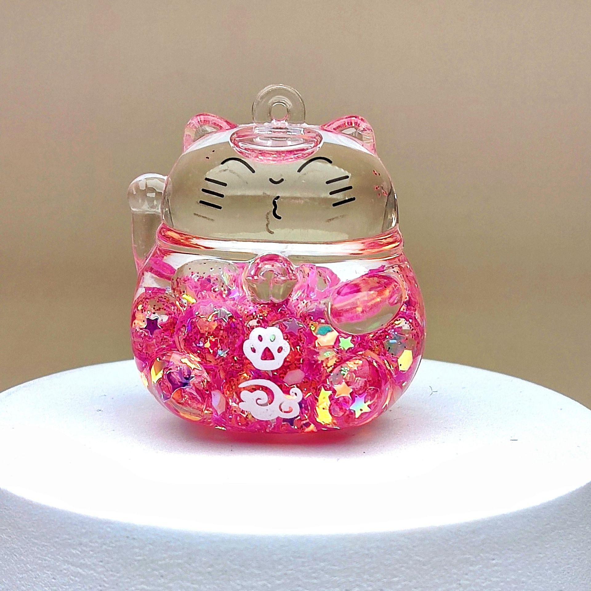 创意亚克力入油流沙瓶夜光泡泡珠招财猫钥匙扣配饰桌面摆件饰品详情12