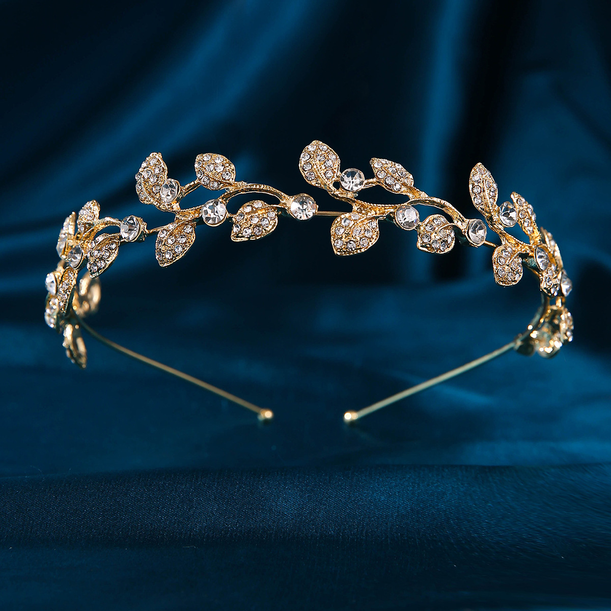 New leaf full diamond super shiny silver semi-circular crown bridal headwear, up-style hair accessory and hair crown pic 6