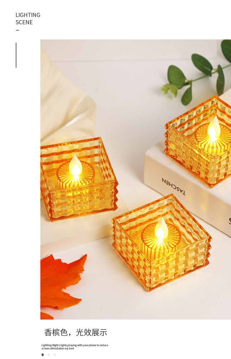 新款方形LED亚克力水晶蜡烛灯圣诞电子蜡烛氛围灯小夜灯桌面摆件详情5