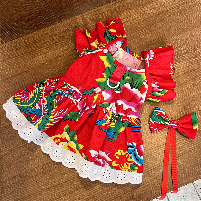 宠物衣服飞袖三色连衣裙春夏款泰迪比熊柯基小狗猫咪服装用品批发详情11