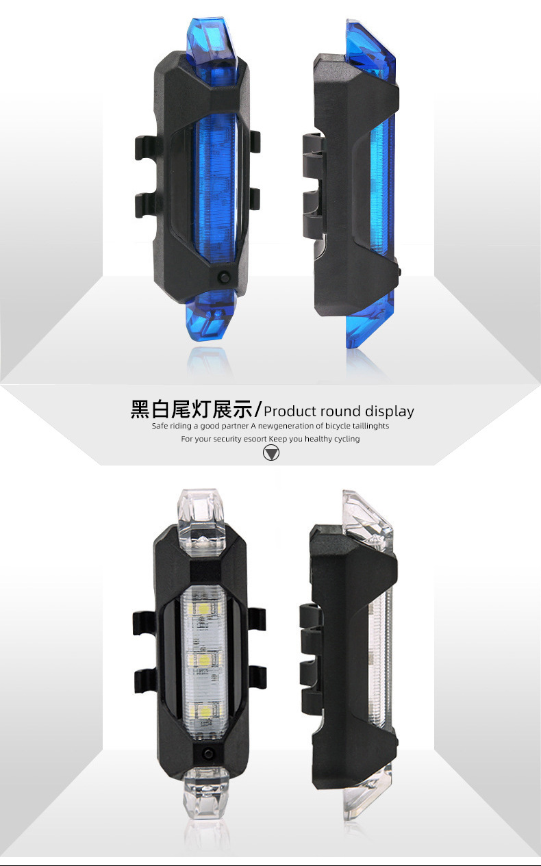 Factory direct sales of bicycle lights, USB charging led warning lights, night cycling taillights, mountain bike riding equipment pic 6